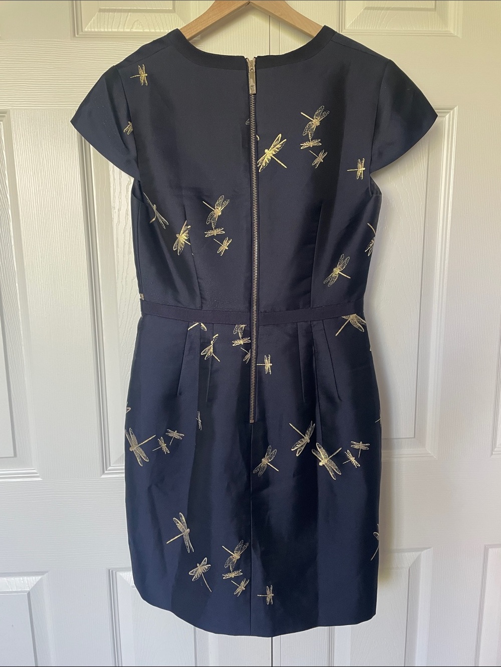 Ted Baker Navy Mini Dress with Gold Dragonfly Motif - Picture 3 of 5